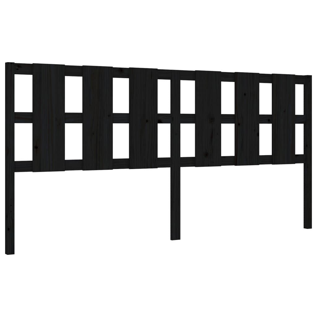 Okvir za krevet s uzglavljem crni 200 x 200 cm od masivnog drva