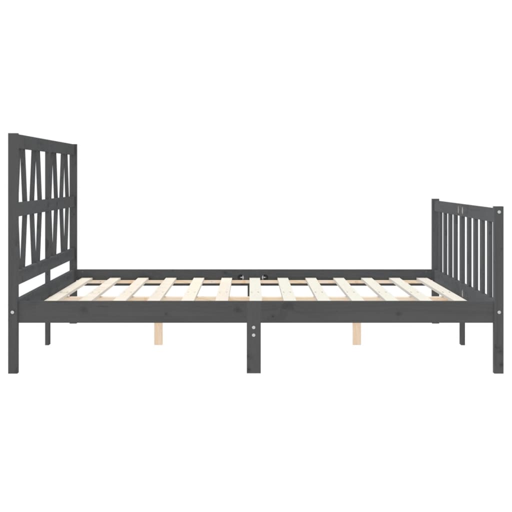 Okvir za krevet s uzglavljem sivi 200 x 200 cm od masivnog drva