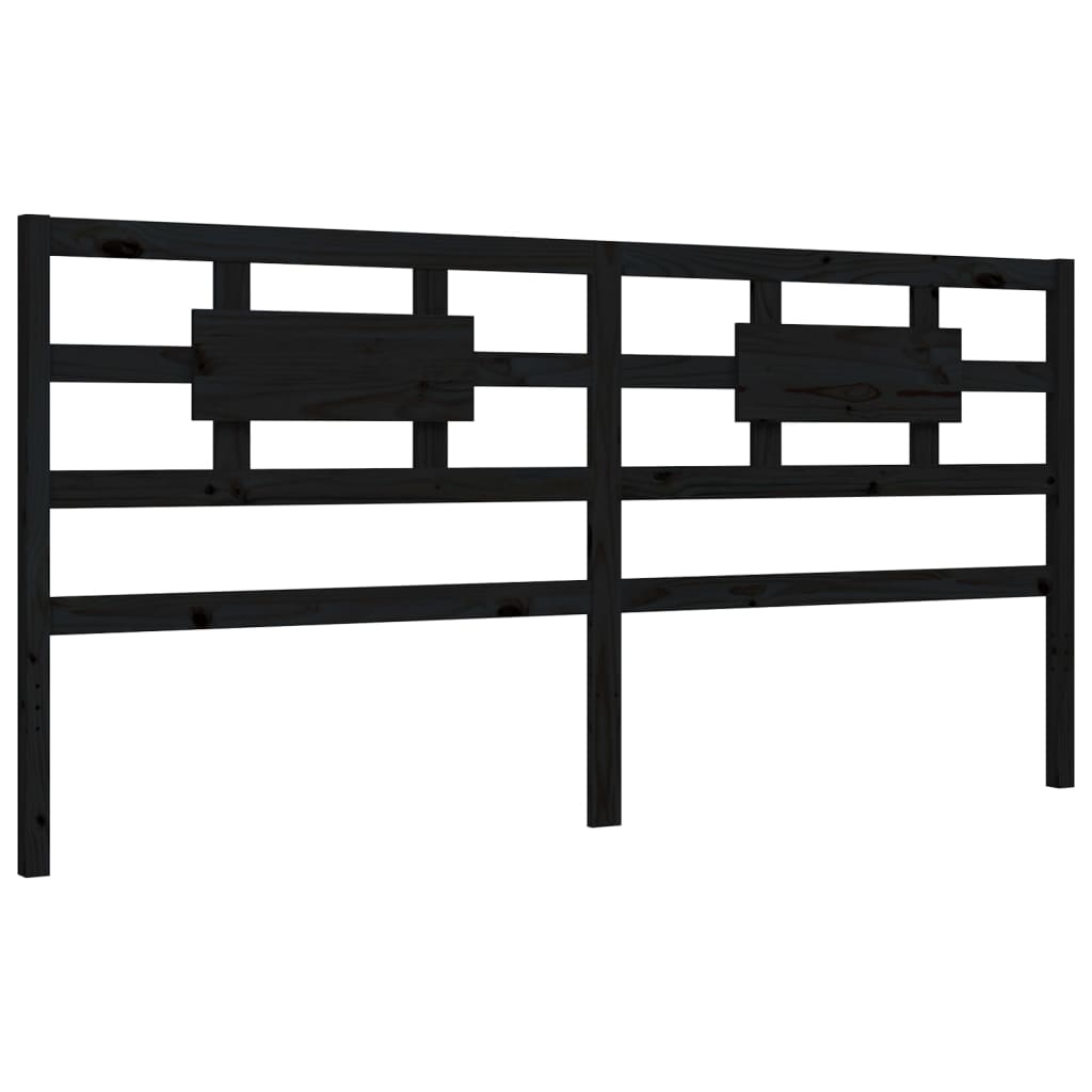 Okvir za krevet s uzglavljem crni 200 x 200 cm od masivnog drva