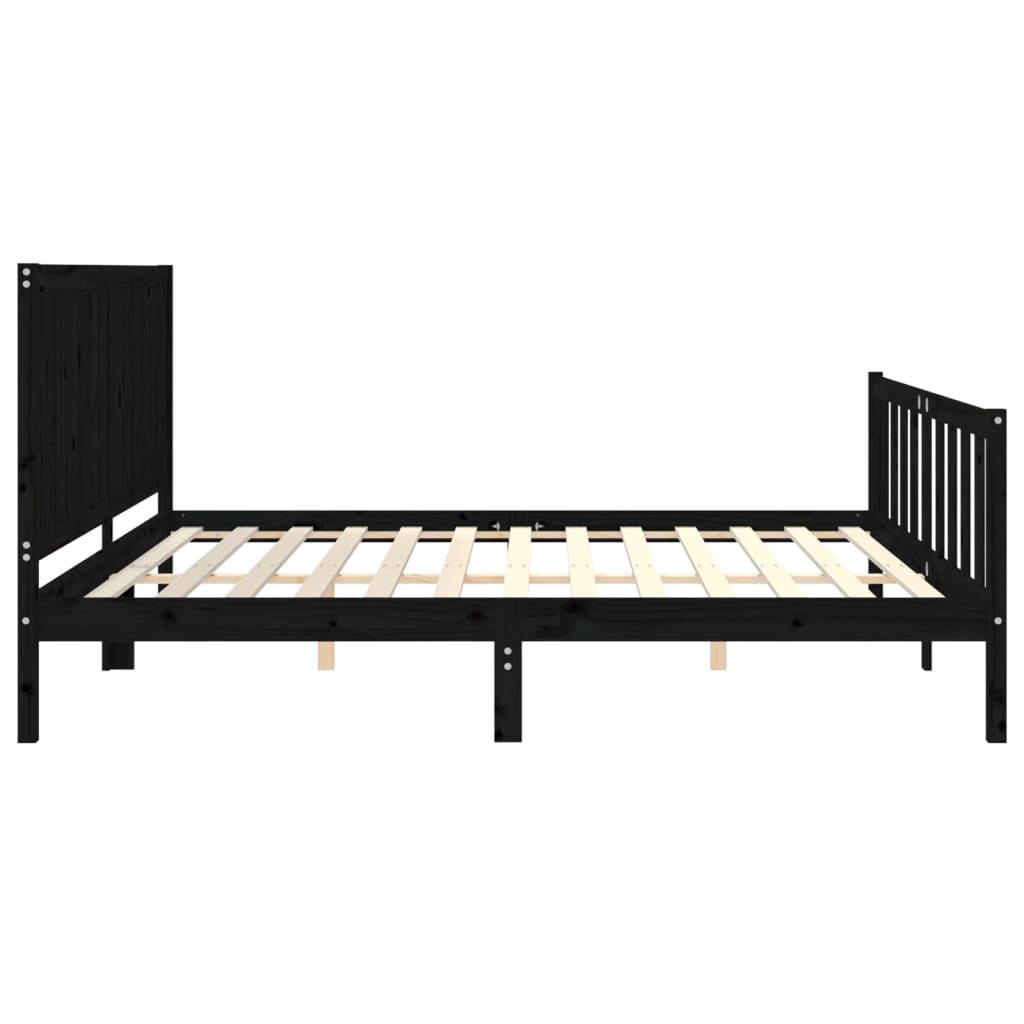Okvir za krevet s uzglavljem crni 200 x 200 cm od masivnog drva
