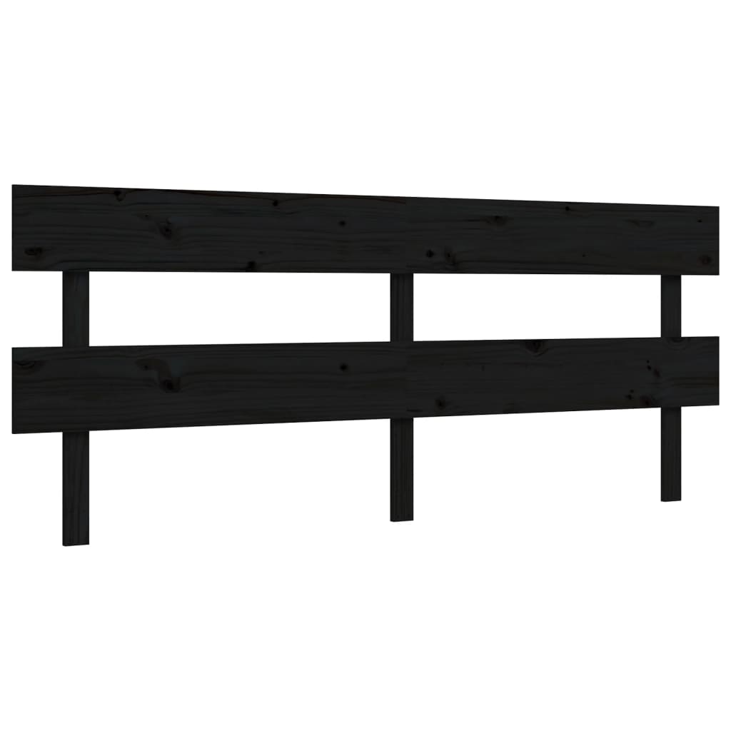 Okvir za krevet s uzglavljem crni 200 x 200 cm od masivnog drva