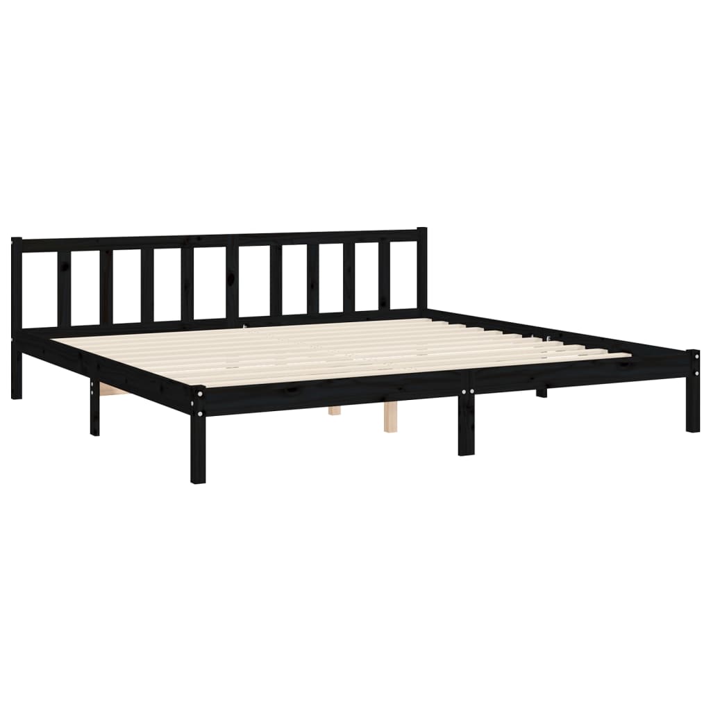 Okvir za krevet s uzglavljem crni 200 x 200 cm od masivnog drva