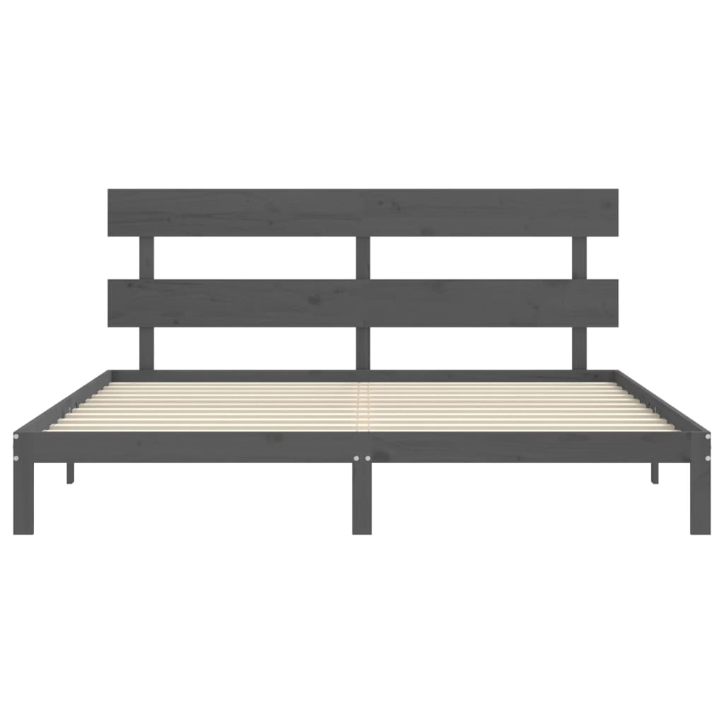 Okvir za krevet s uzglavljem sivi 200 x 200 cm od masivnog drva