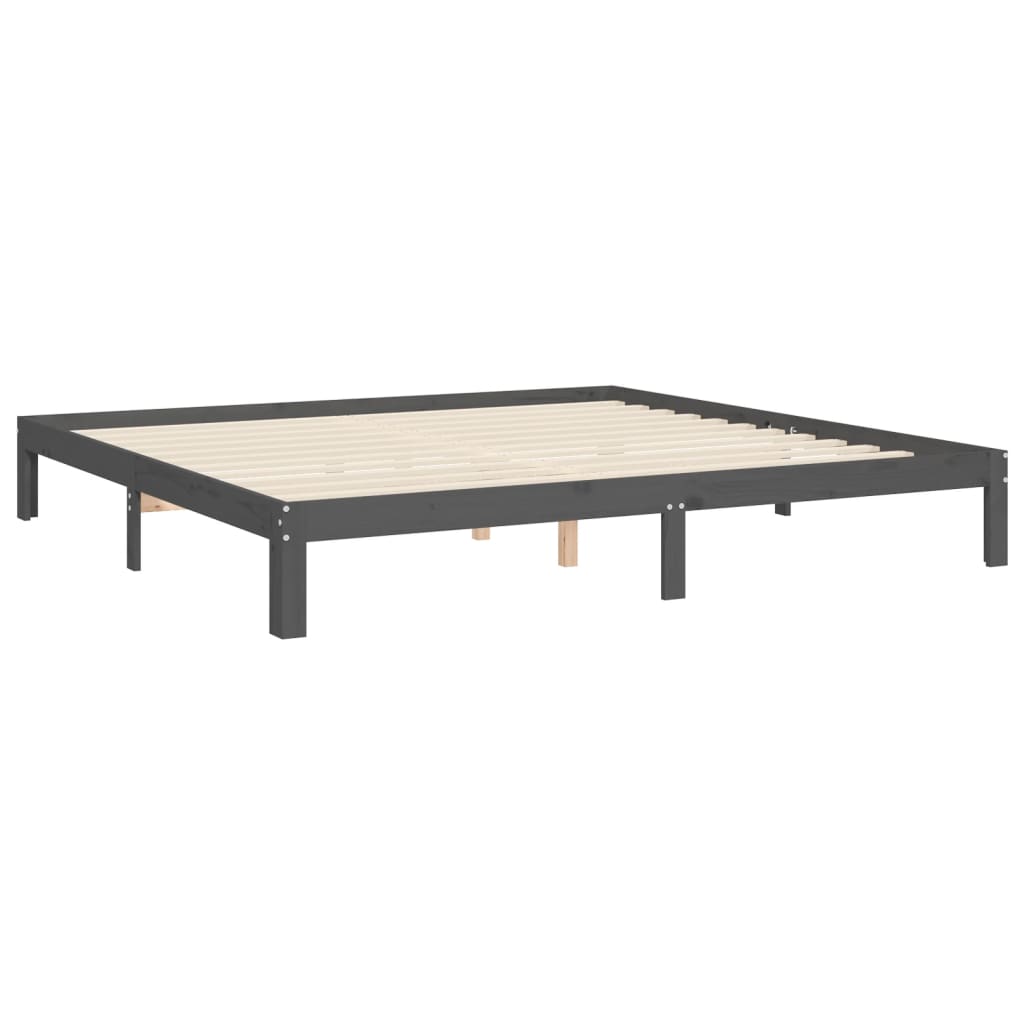 Okvir za krevet s uzglavljem sivi 200 x 200 cm od masivnog drva
