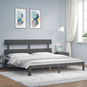 Okvir za krevet s uzglavljem sivi 200 x 200 cm od masivnog drva