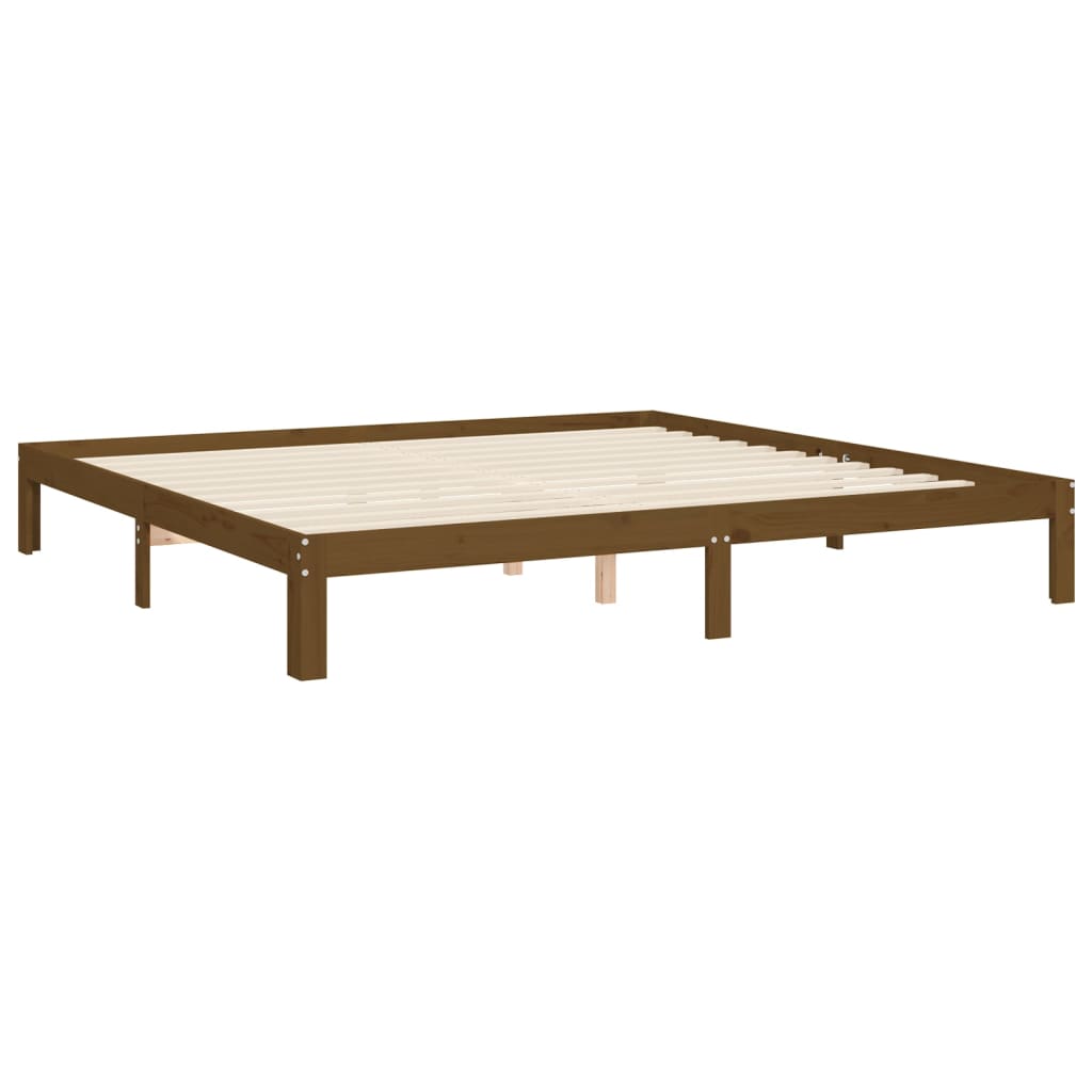 Okvir kreveta s uzglavljem boja meda 200x200cm od masivnog drva