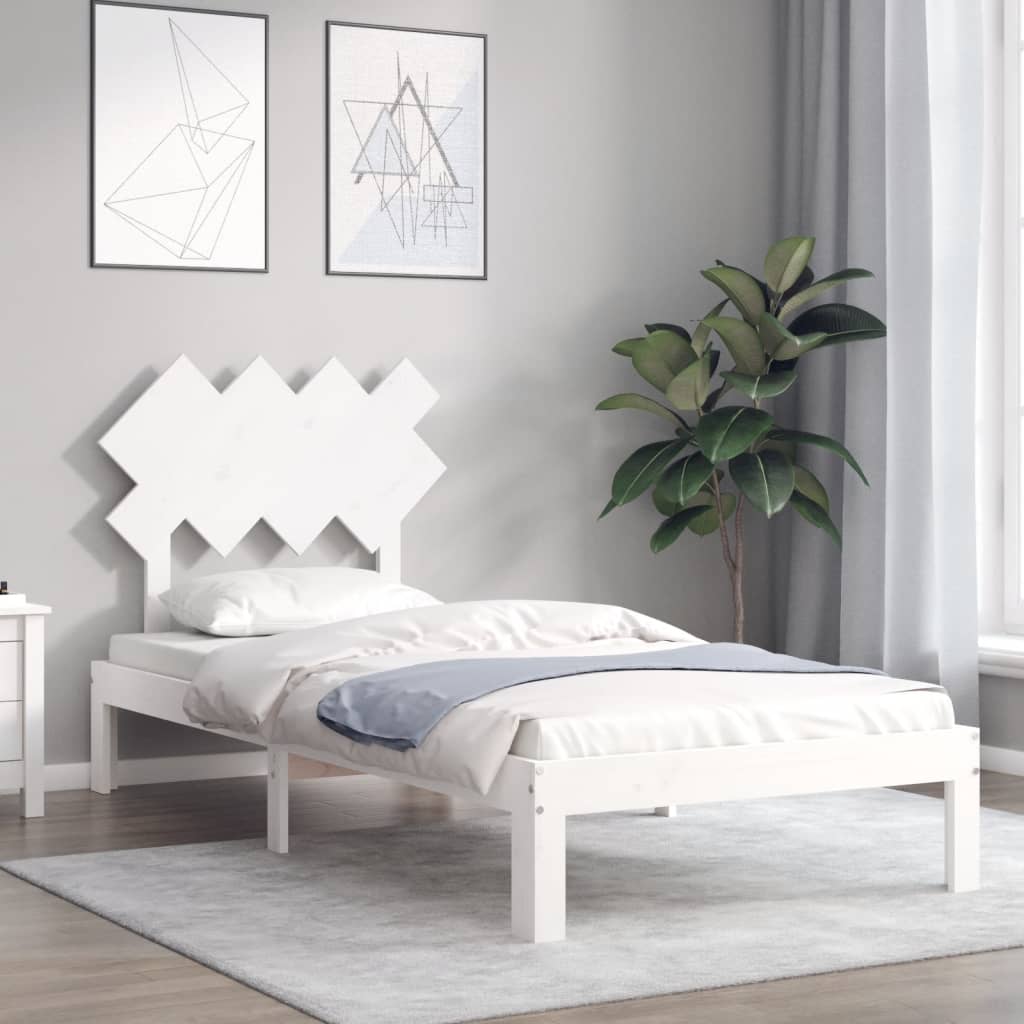 Okvir kreveta bez madraca bijeli 90 x 200 cm masivna borovina