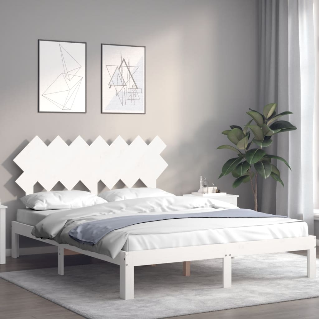 Okvir kreveta bez madraca bijeli 140x200 cm od masivne borovine