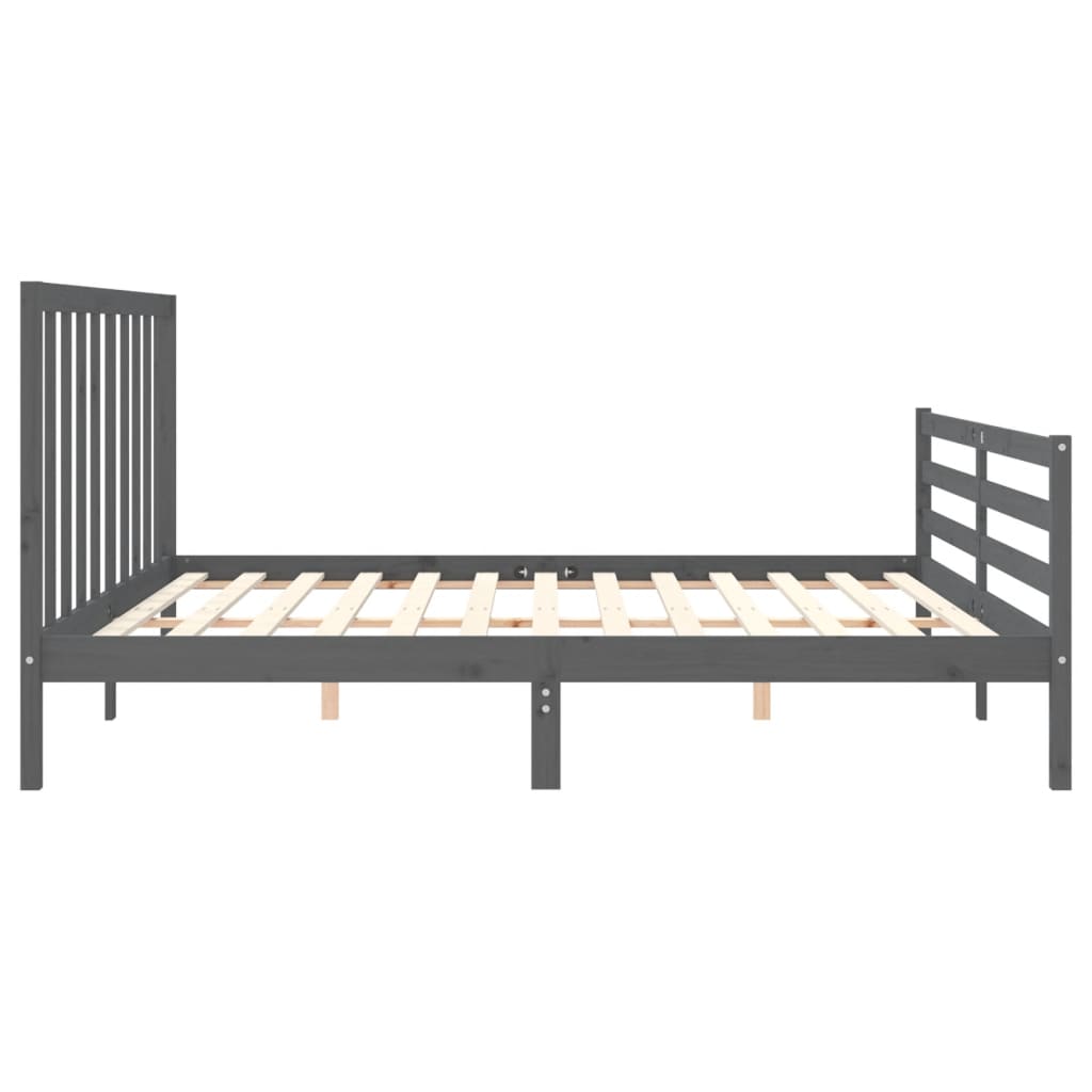 Okvir za krevet s uzglavljem sivi 200 x 200 cm od masivnog drva