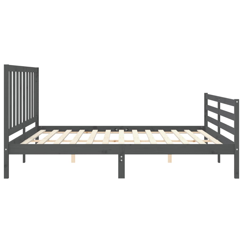 Okvir za krevet s uzglavljem sivi 200 x 200 cm od masivnog drva