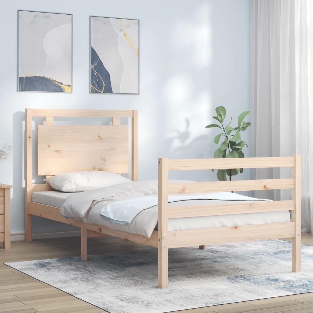 Okvir za krevet s uzglavljem 100x200 cm od masivnog drva