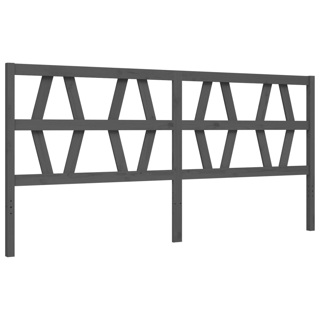 Okvir za krevet s uzglavljem sivi 200 x 200 cm od masivnog drva