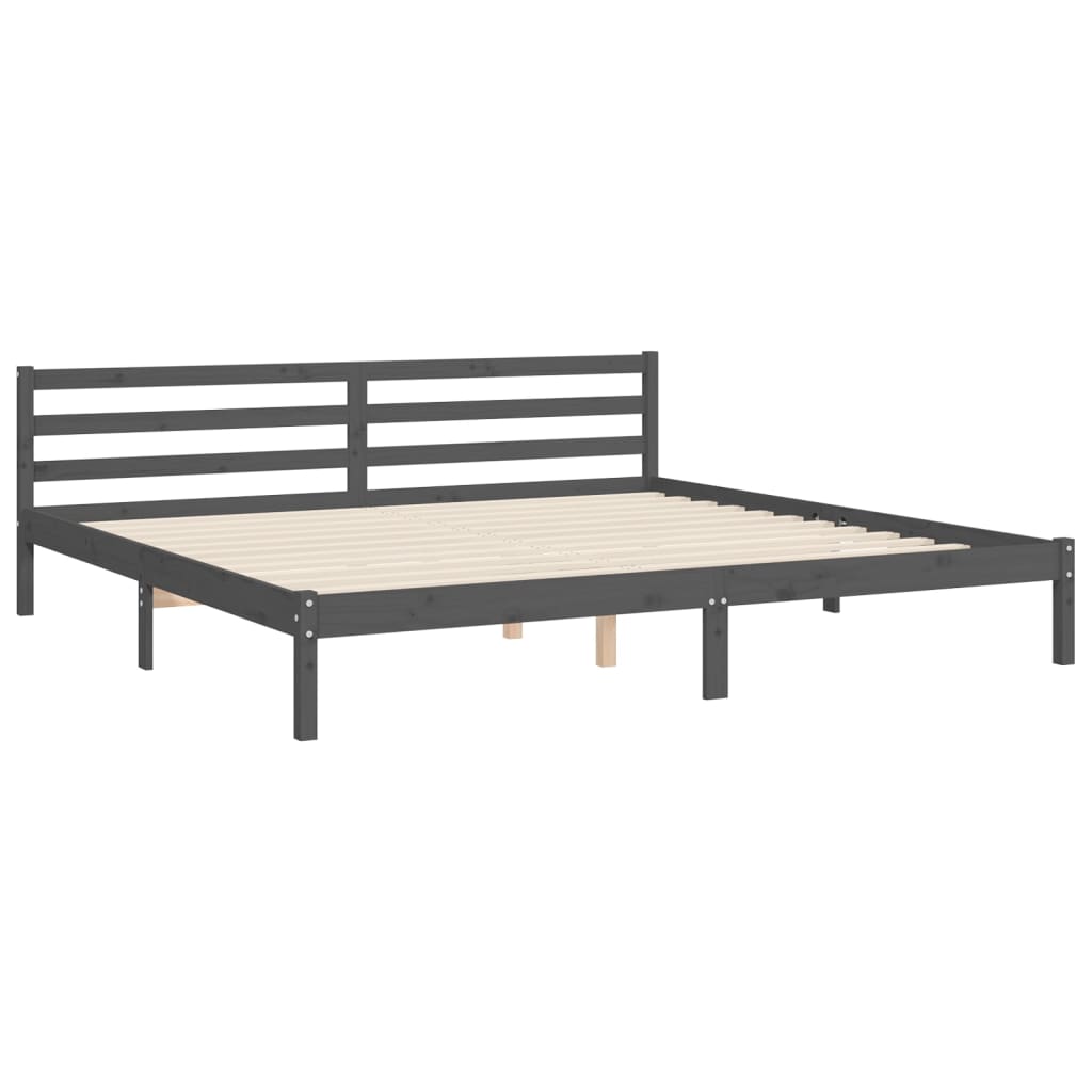 Okvir za krevet s uzglavljem sivi 200 x 200 cm od masivnog drva