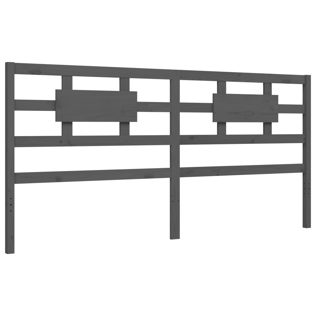 Okvir za krevet s uzglavljem sivi 200 x 200 cm od masivnog drva