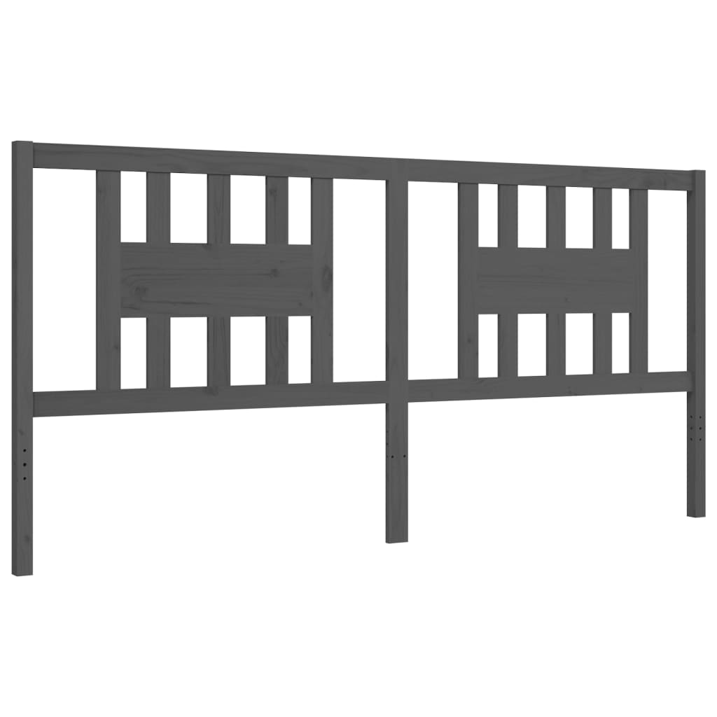 Okvir za krevet s uzglavljem sivi 200 x 200 cm od masivnog drva