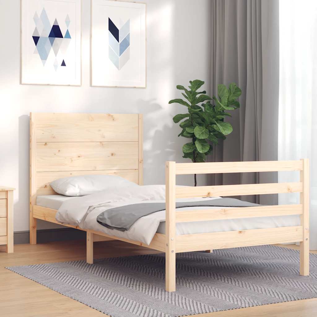 Okvir za krevet s uzglavljem 100x200 cm od masivnog drva
