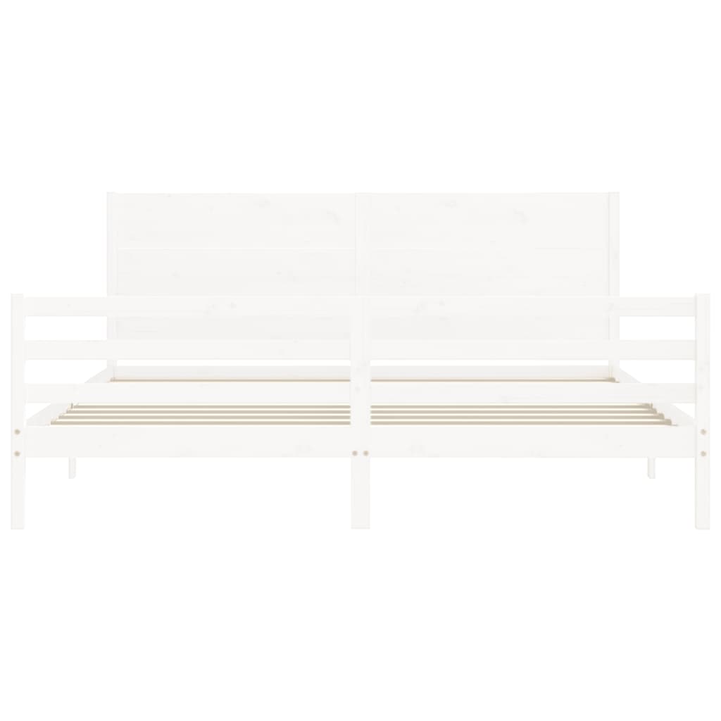 Okvir za krevet s uzglavljem bijeli 200x200 cm od masivnog drva