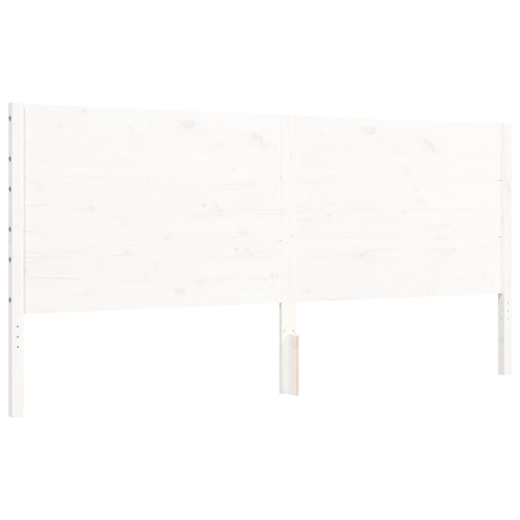 Okvir za krevet s uzglavljem bijeli 200x200 cm od masivnog drva