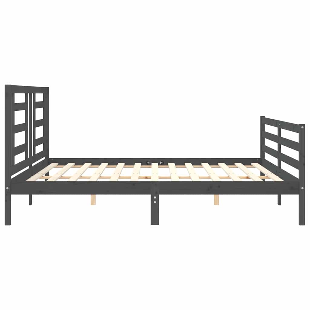 Okvir za krevet s uzglavljem sivi 200 x 200 cm od masivnog drva
