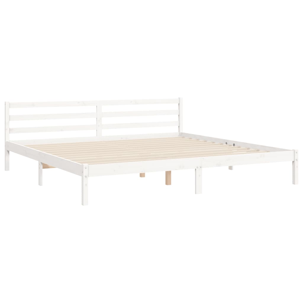 Okvir za krevet s uzglavljem bijeli 200x200 cm od masivnog drva