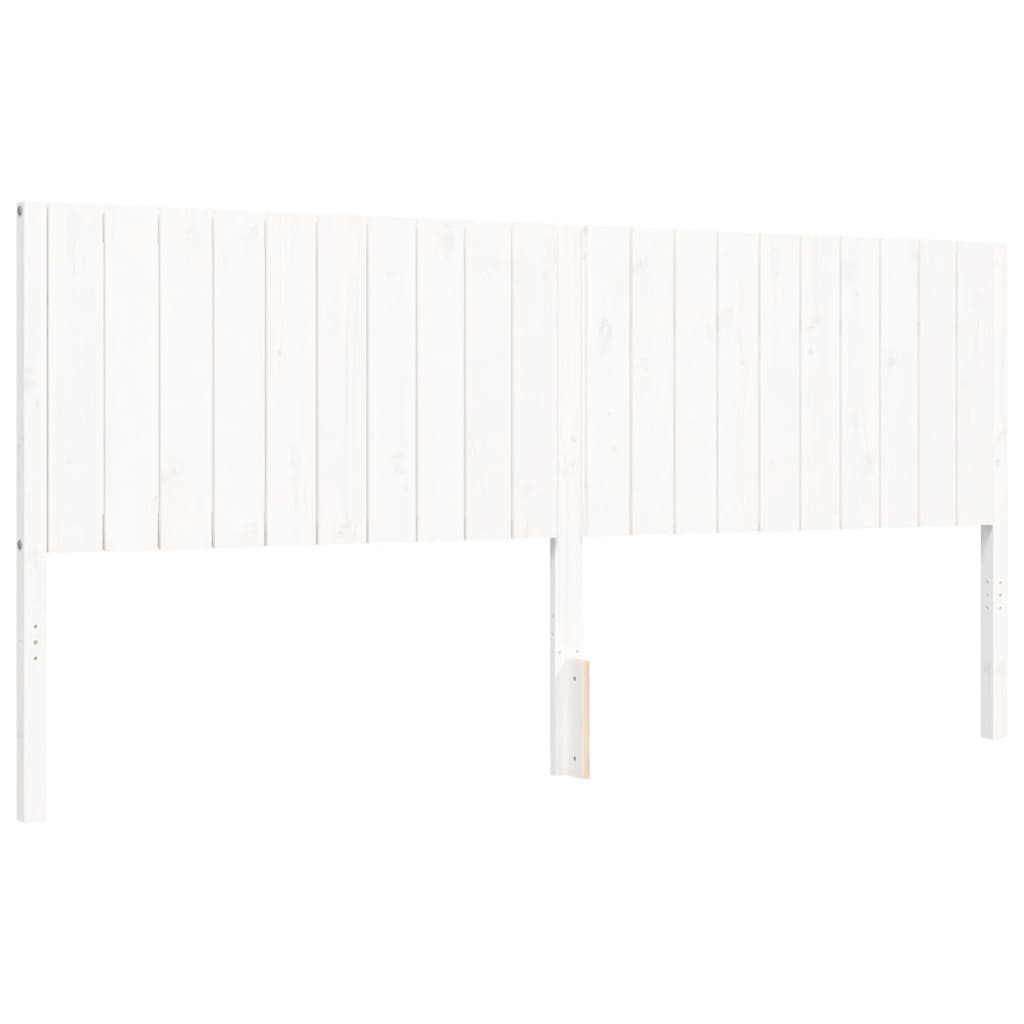Okvir za krevet s uzglavljem bijeli 200x200 cm od masivnog drva