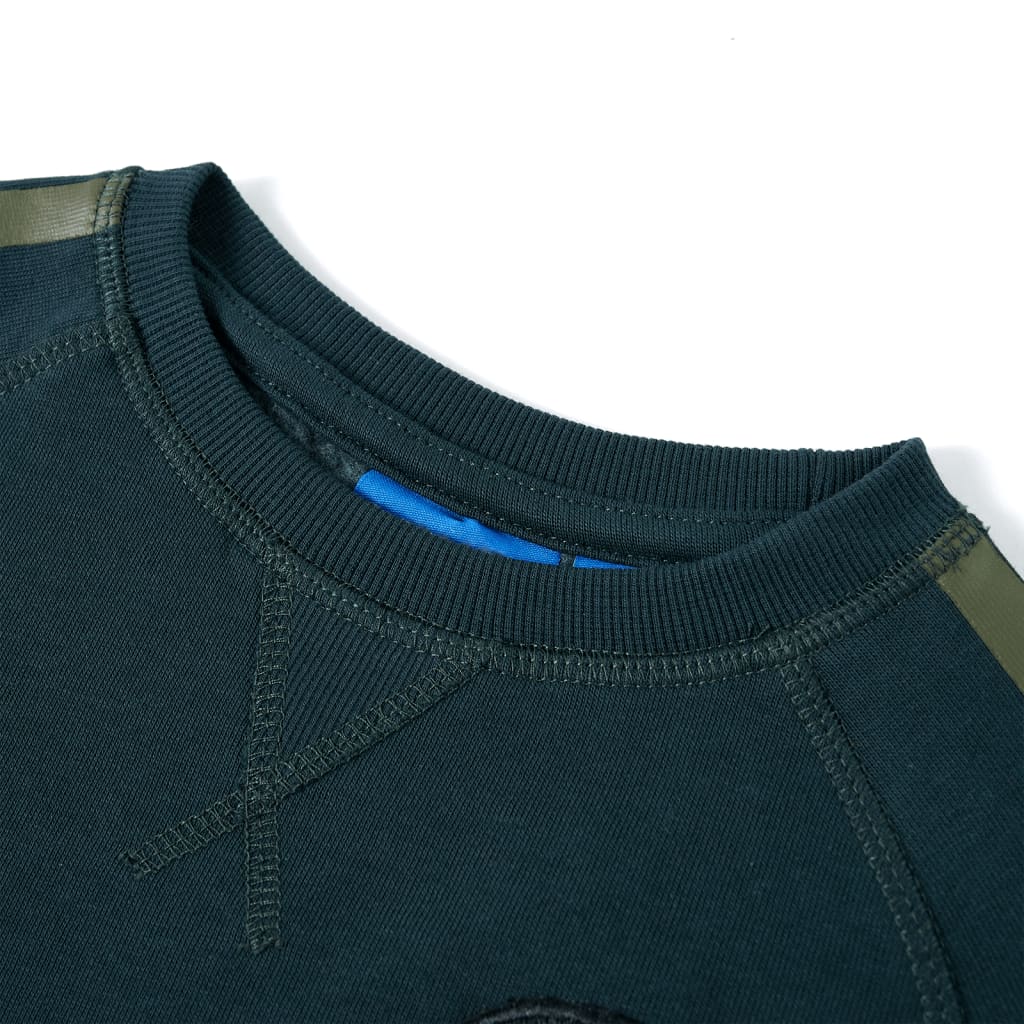 Dječja topla majica zelena boja mahovine 128