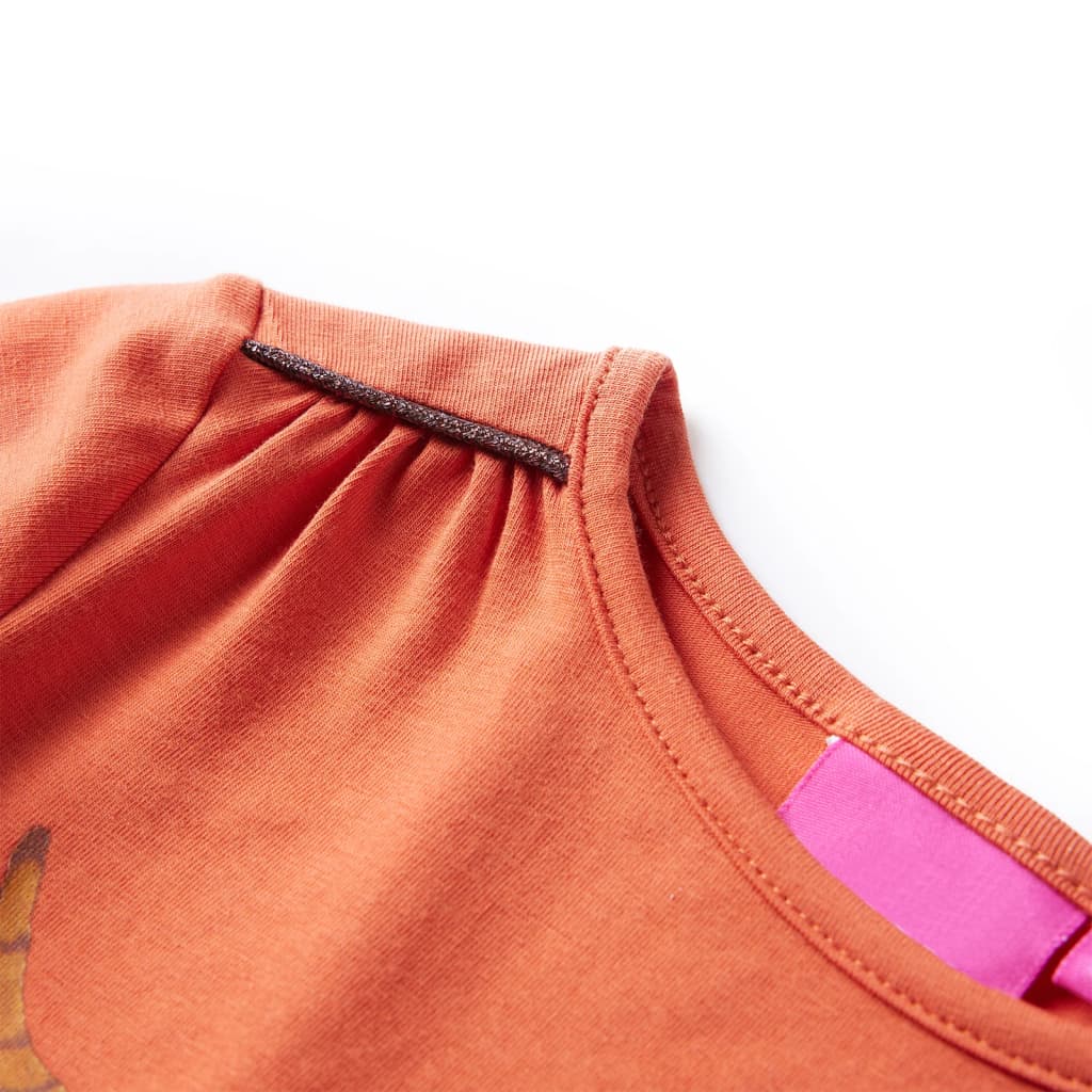 Dječja majica s dugim rukavima tamnonarančasta 104