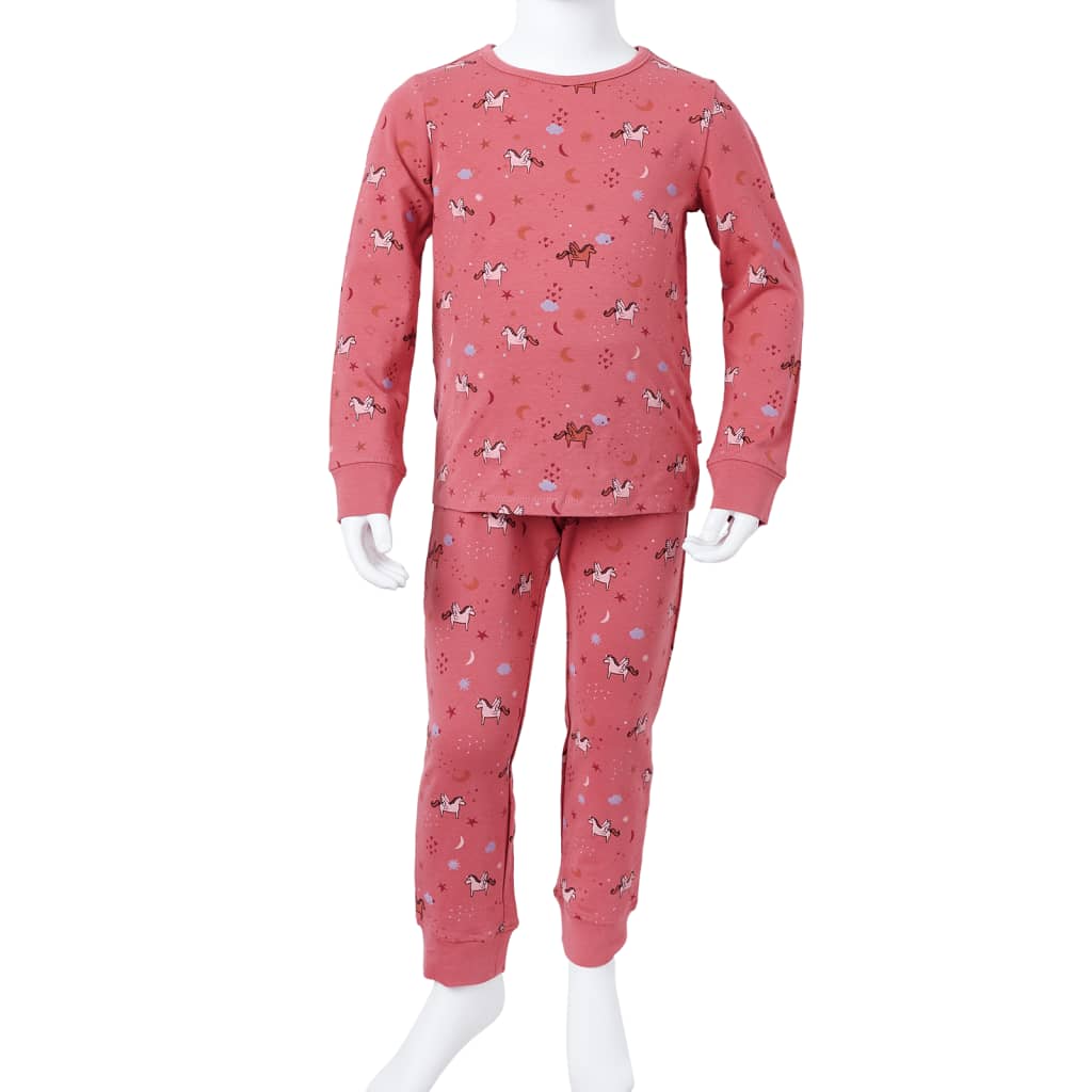 Dječja pidžama s dugim rukavima starinske ružičaste boje 128