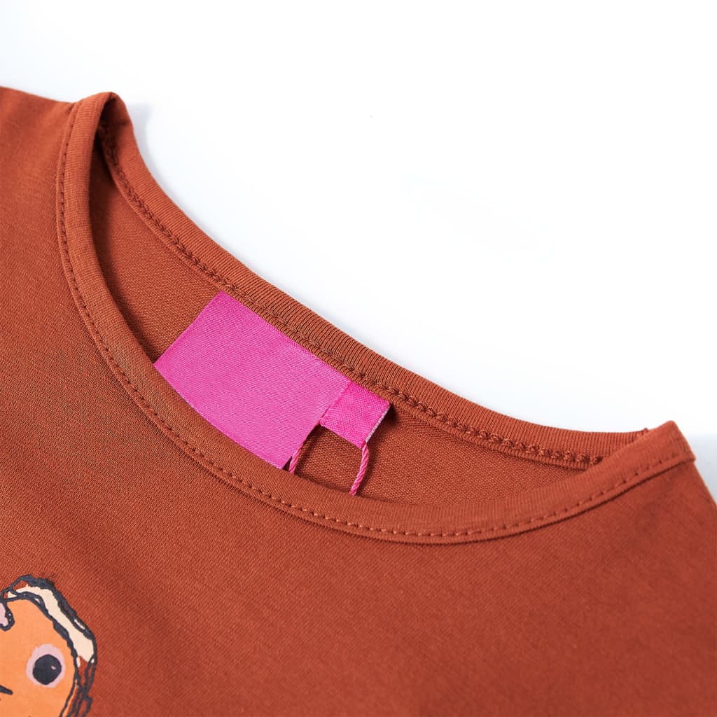 Dječja majica s dugim rukavima boja konjaka 128