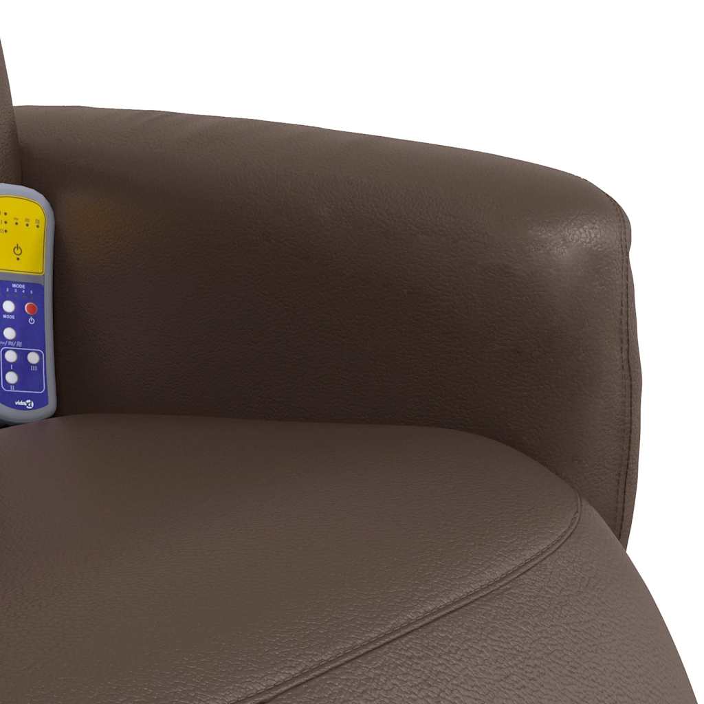 Masažni naslonjač od umjetne kože s osloncem za noge smeđi