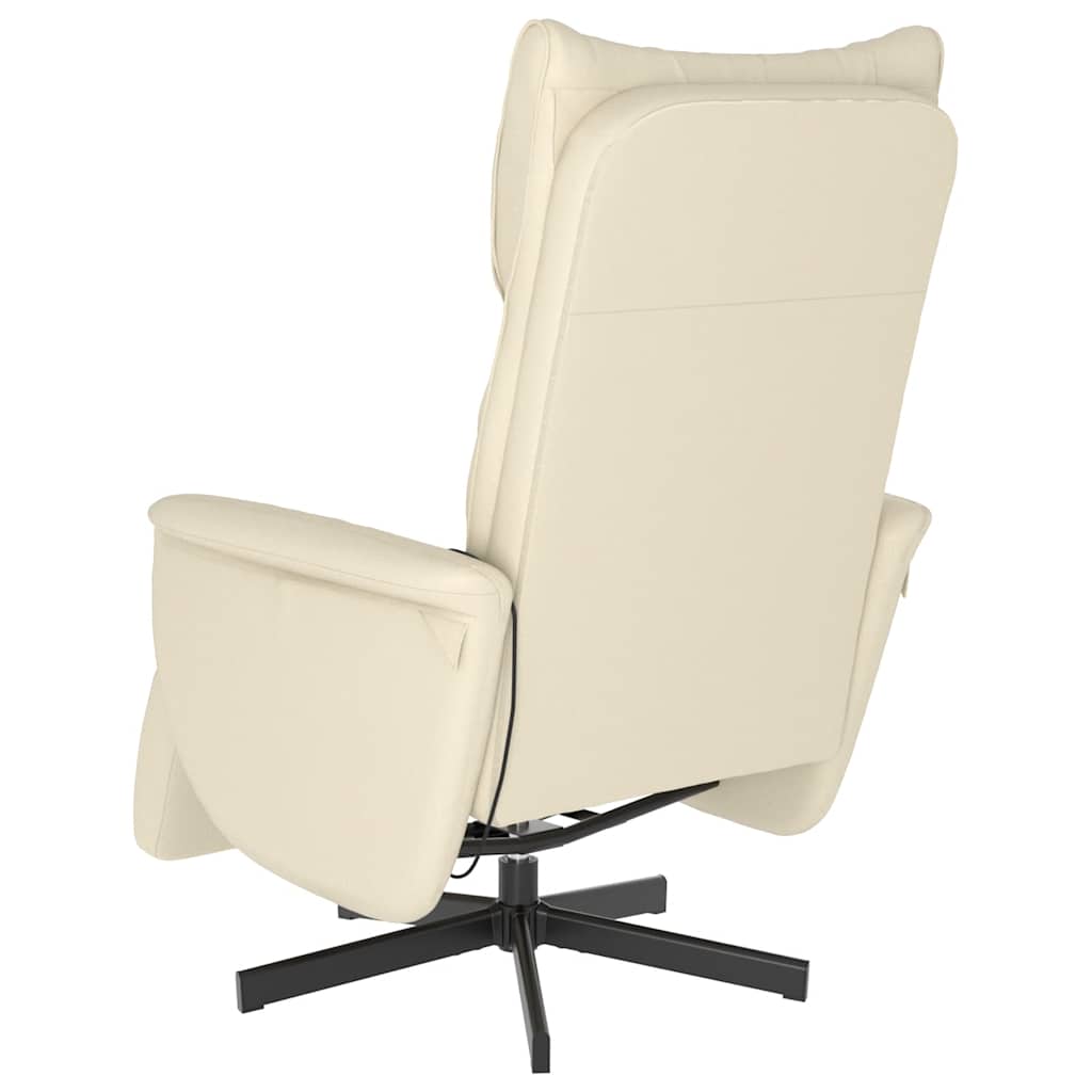 Masažni naslonjač od umjetne kože s osloncem za noge krem