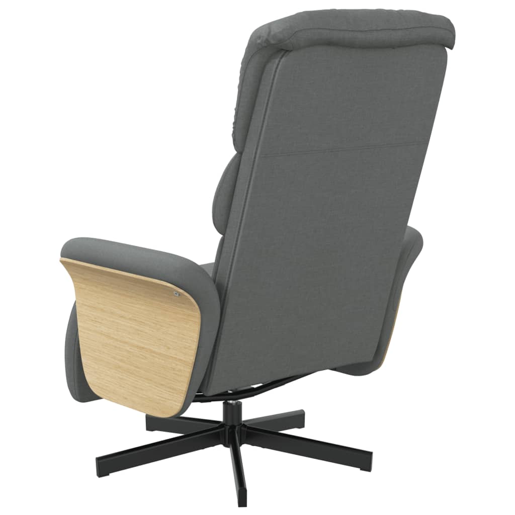 Naslonjač od tkanine s osloncem za noge tamnosivi