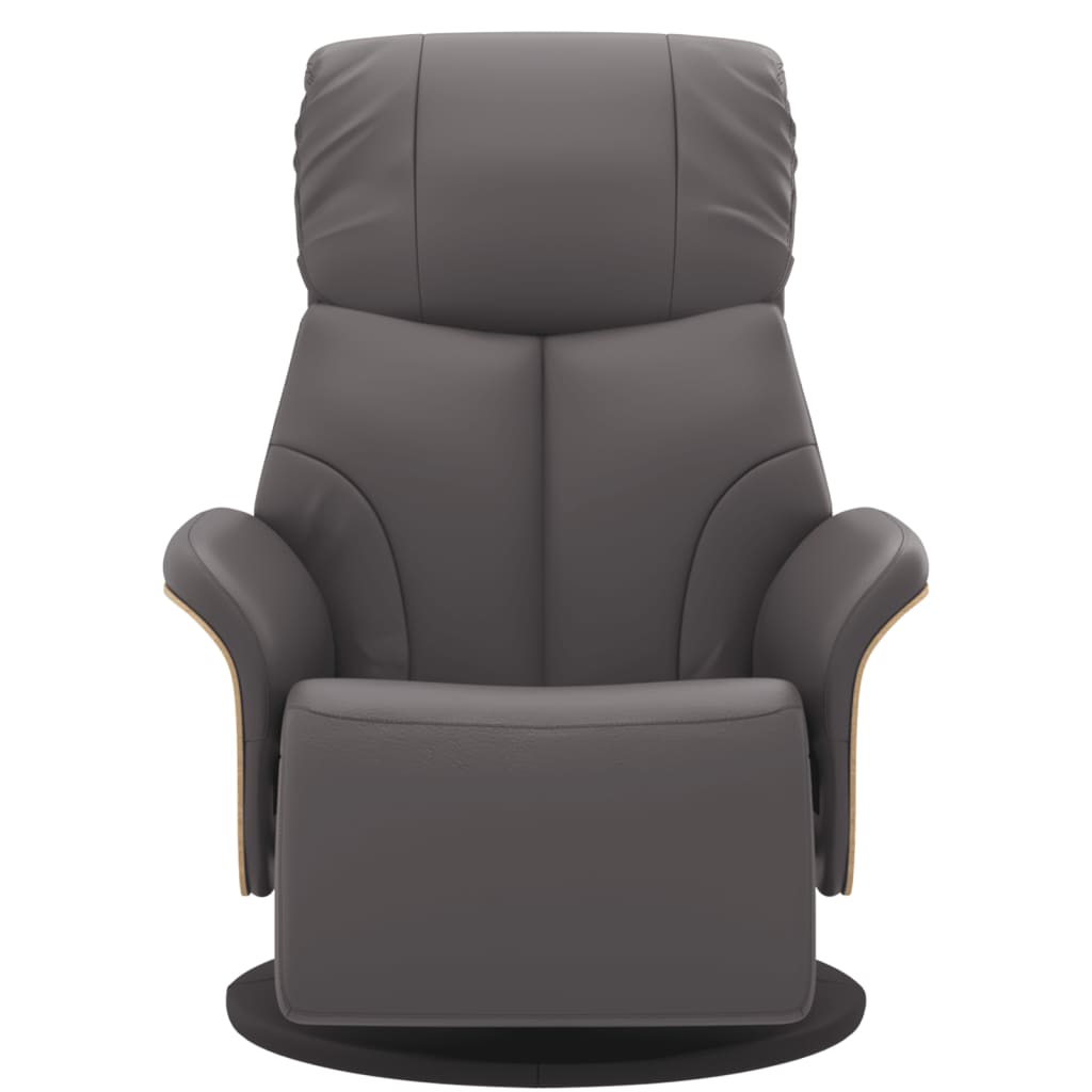 Naslonjač od umjetne kože s osloncem za noge sivi