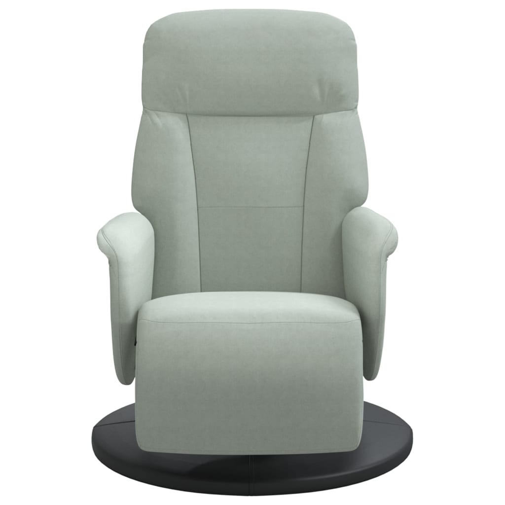 Naslonjač s osloncem za noge svjetlosiva baršunasta