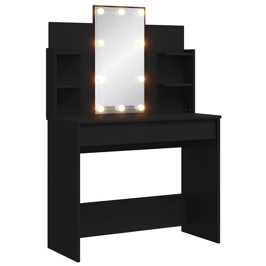 Toaletni stolić s LED svjetlima crni 96 x 40 x 142 cm