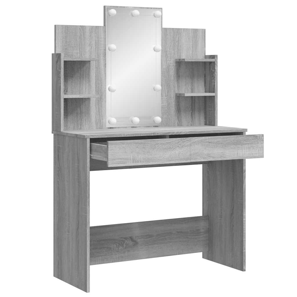 Toaletni stolić s LED svjetlima boja hrasta sonome 96x40x142 cm