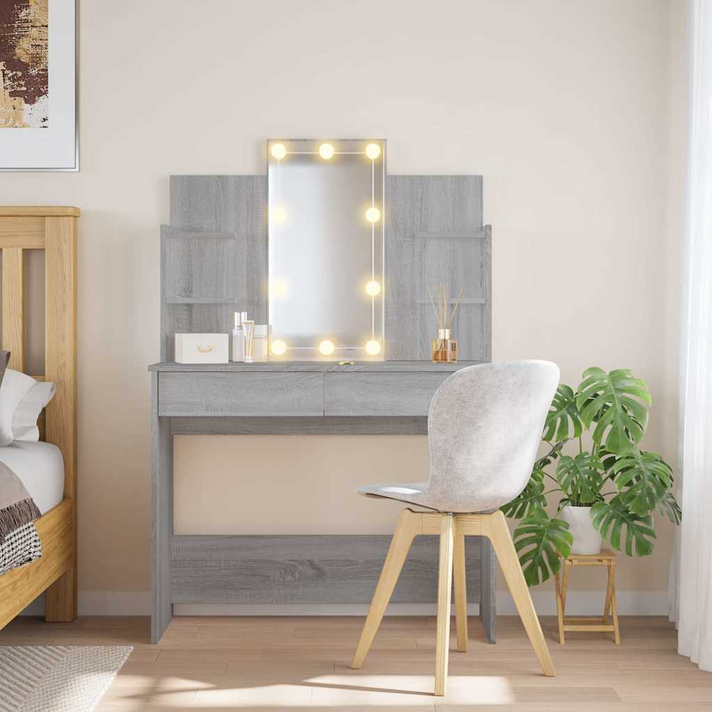 Toaletni stolić s LED svjetlima boja hrasta sonome 96x40x142 cm