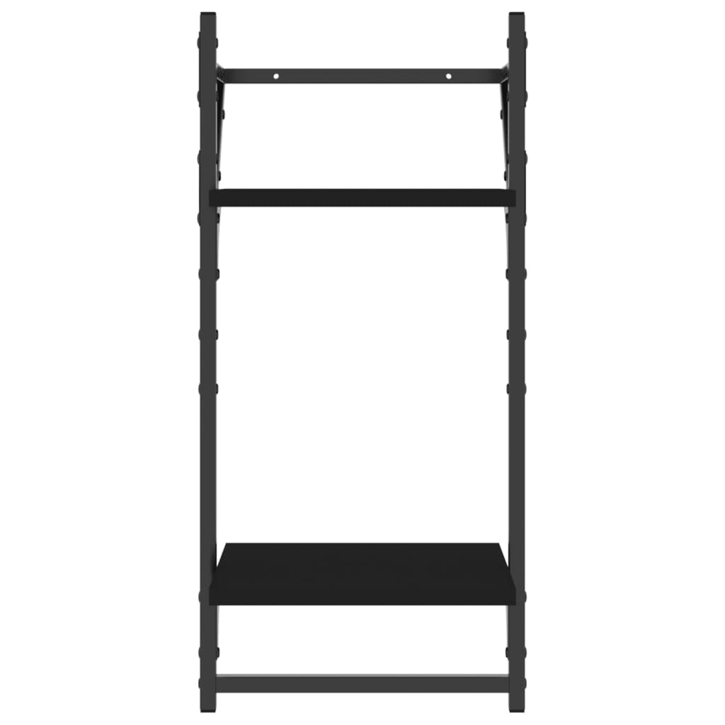 Zidne police 2 razine s prečkama 2 kom crne 30 x 25 x 65 cm