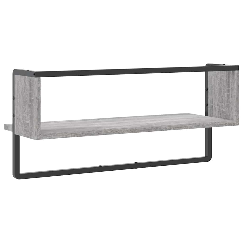 Zidna polica s prečkom boja hrasta sonome 65 x 25 x 30 cm