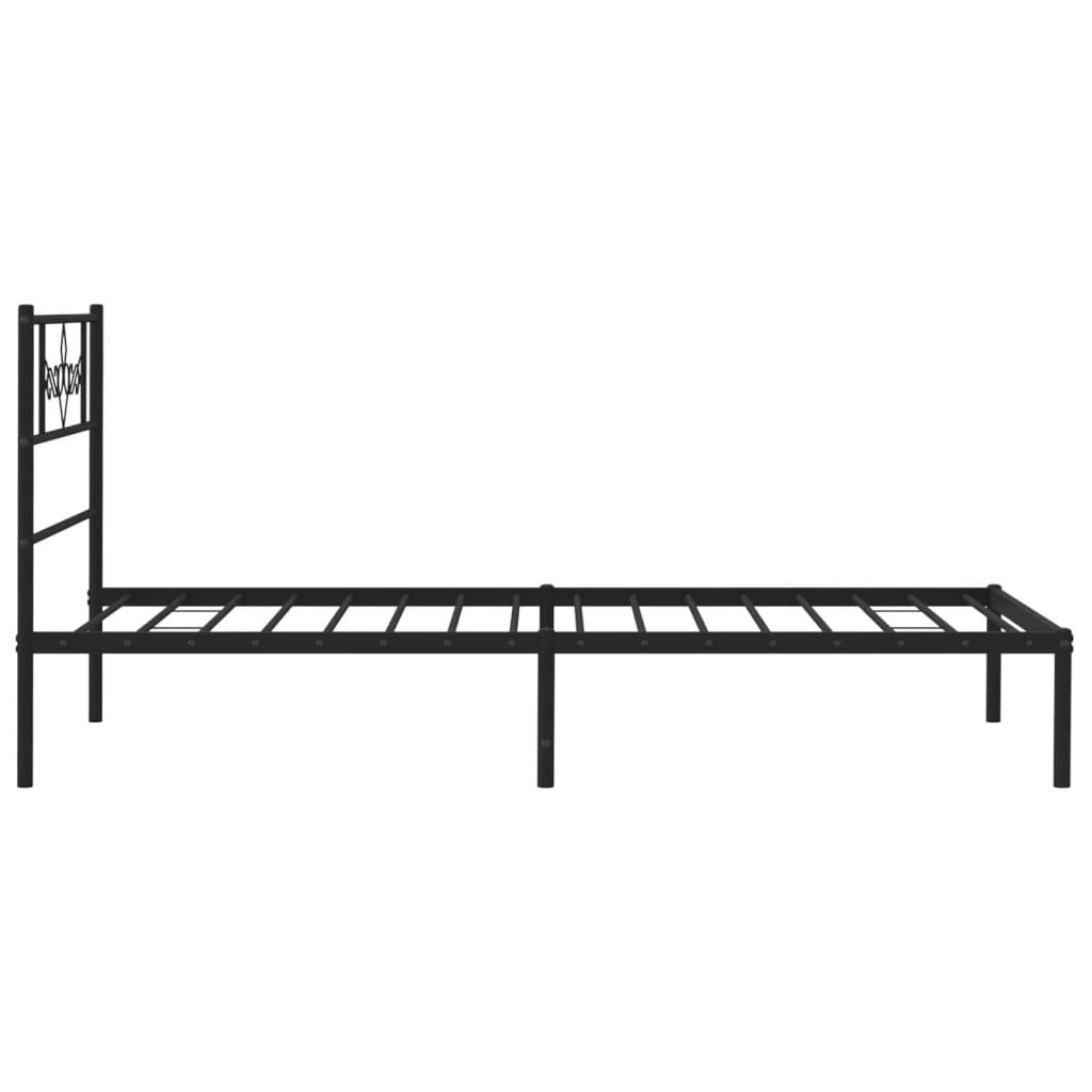 Metalni okvir za krevet s uzglavljem crni 90x190 cm