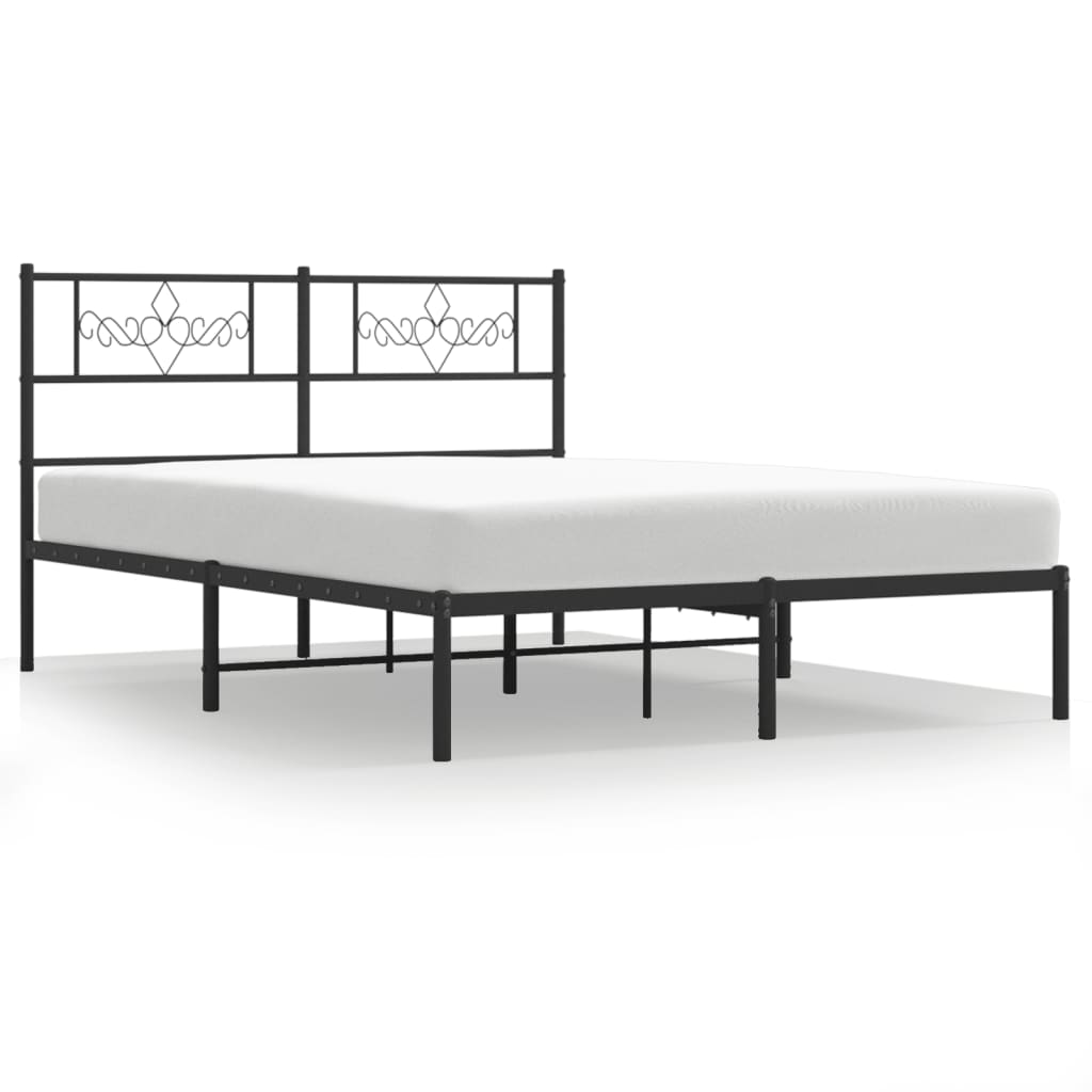 Metalni okvir za krevet s uzglavljem crni 120x190 cm