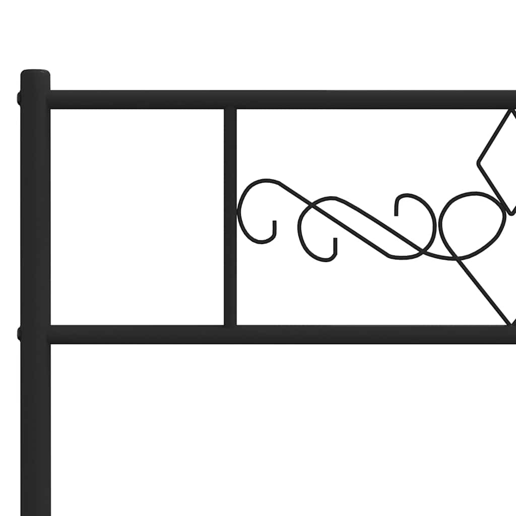 Metalni okvir za krevet s uzglavljem crni 135x190 cm