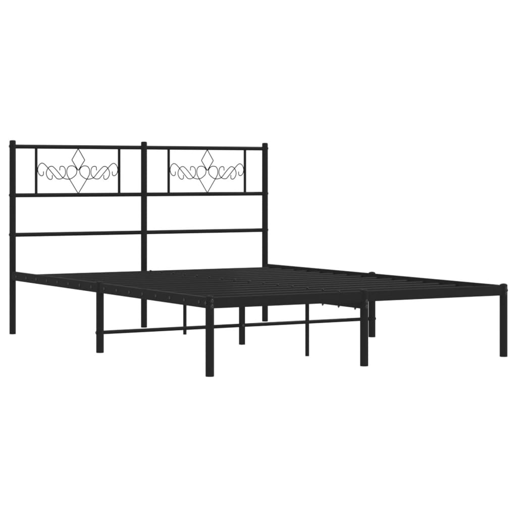 Metalni okvir za krevet s uzglavljem crni 140x190 cm