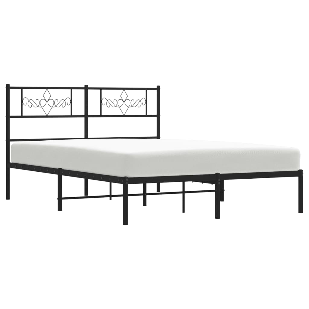Metalni okvir za krevet s uzglavljem crni 140x200 cm