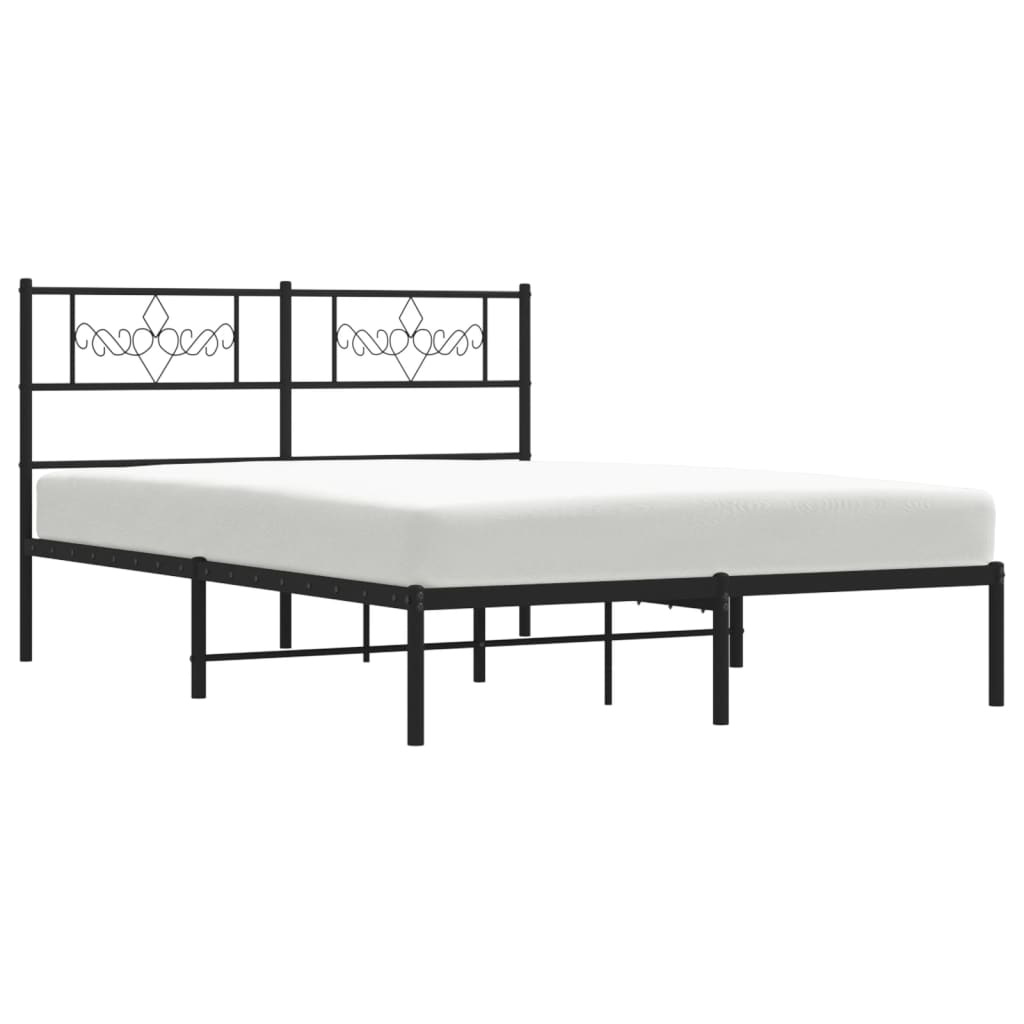 Metalni okvir za krevet s uzglavljem crni 160x200 cm