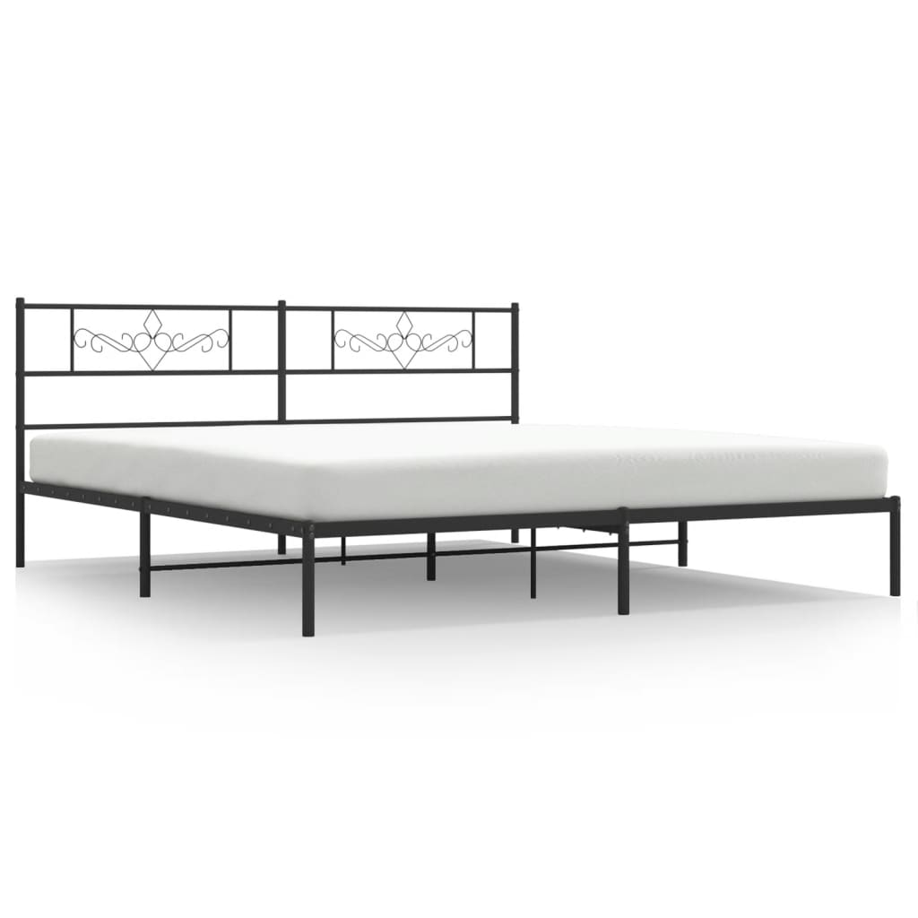 Metalni okvir za krevet s uzglavljem crni 180x200 cm