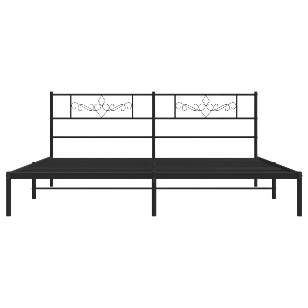 Metalni okvir za krevet s uzglavljem crni 180x200 cm