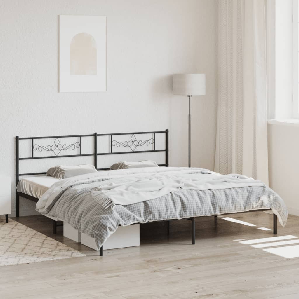 Metalni okvir za krevet s uzglavljem crni 180x200 cm