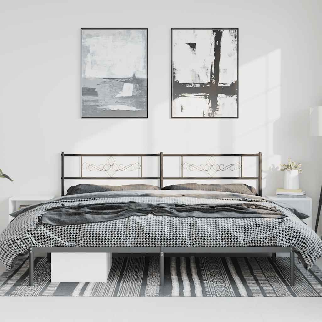 Metalni okvir za krevet s uzglavljem crni 183x213 cm