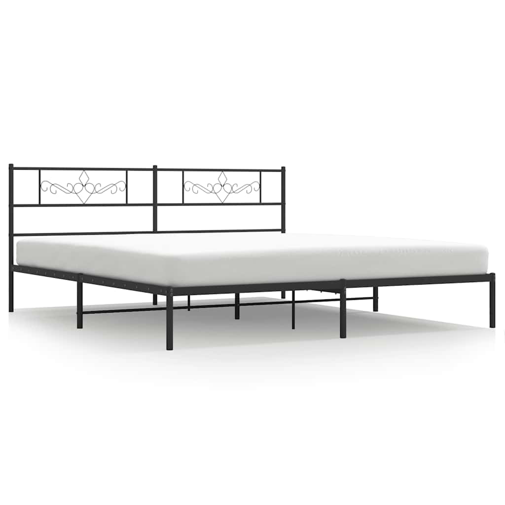Metalni okvir za krevet s uzglavljem crni 193x203 cm